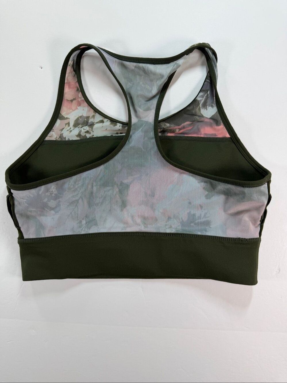 Fabletics Marcia Sports Bra Olive Secret Garden Floral Mesh Size L? Missing Tag - Picture 5 of 9